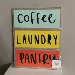 Hanging signs for coffee pantry and laundry